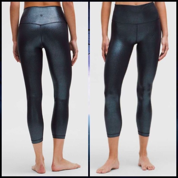 lululemon athletica Pants - Lululemon Align High-Rise Ribbed Pant 25" Shine Foil Black Night blue SIZE 8 NWT